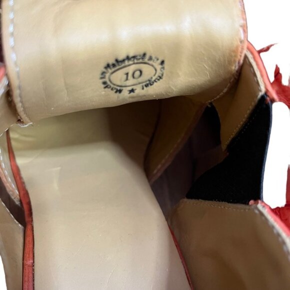 New John Fluevog Room 502 Orange Croc Skin Ankle Booties Women Size 10 - Picture 8 of 8